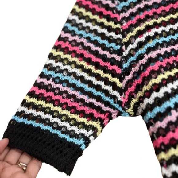 Women’s Multi Knitted Handmade Cropped Sweater Top | Beach Coverup Sz-S/M - Picture 3 of 4